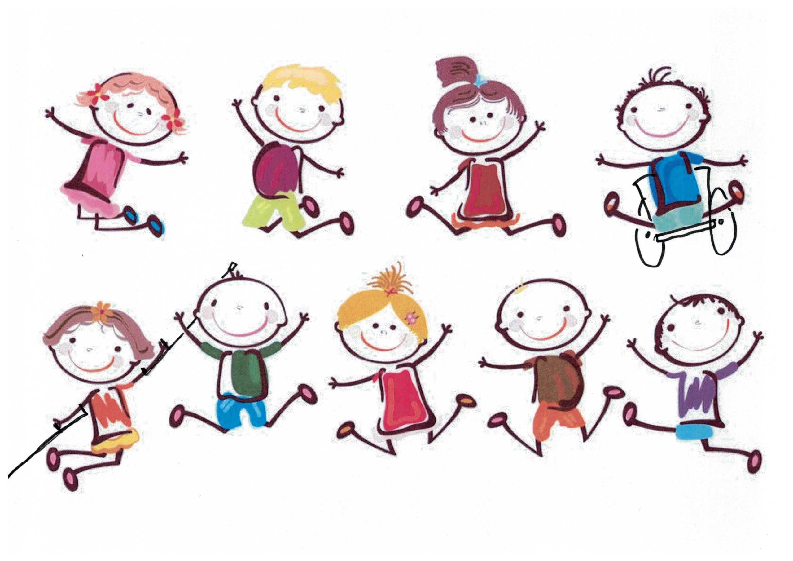 Illustration d’enfants souriants sautant joyeusement