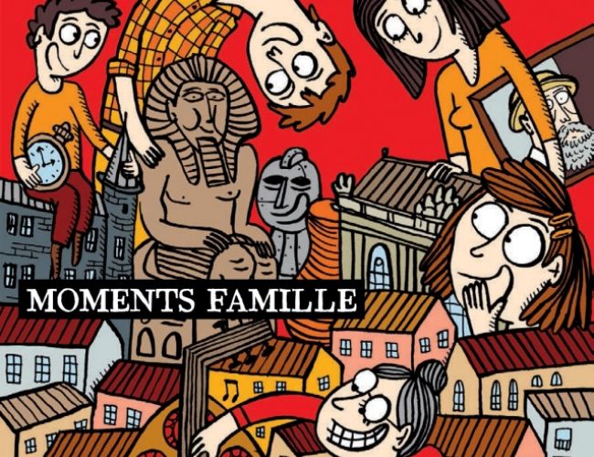 Illustration famille et monuments historiques colorés