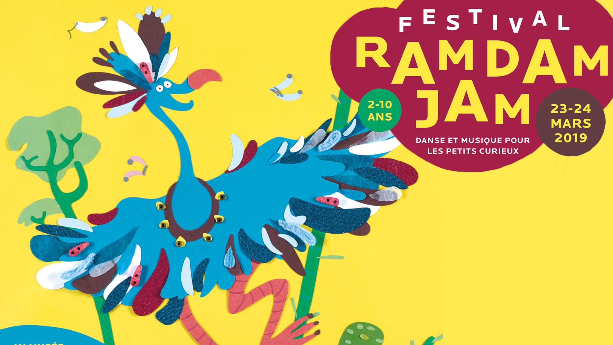 Affiche colorée Festival Ramdam Jam avec oiseau bleu