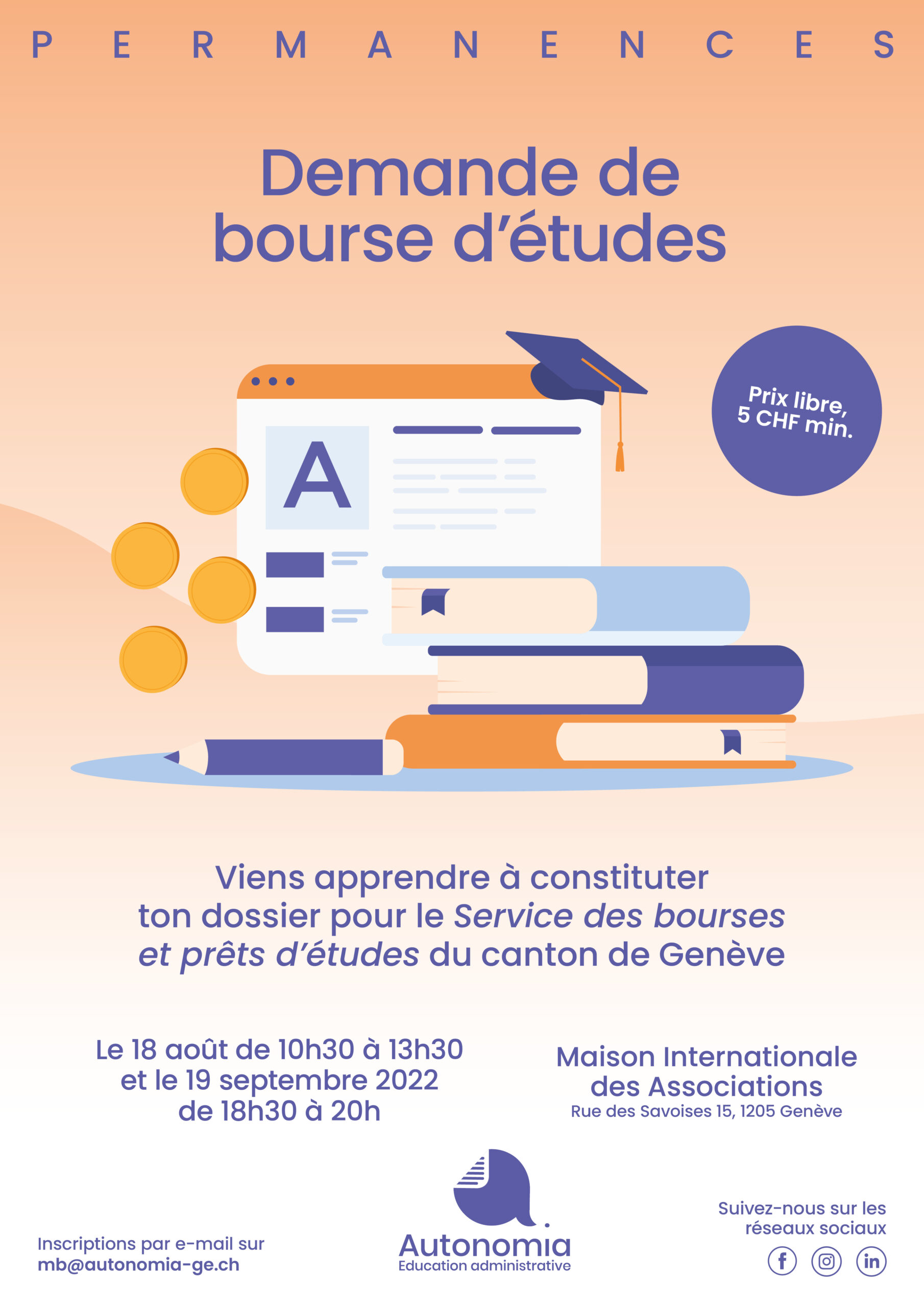 Affiche demande de bourse d’études Genève