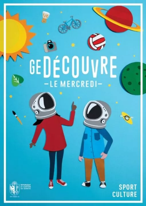 Affiche GeDécouvre mercredi enfants astronautes espace