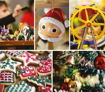 Collage de décorations et biscuits de Noël colorés