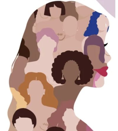 Silhouette féminine composée de visages diversifiés